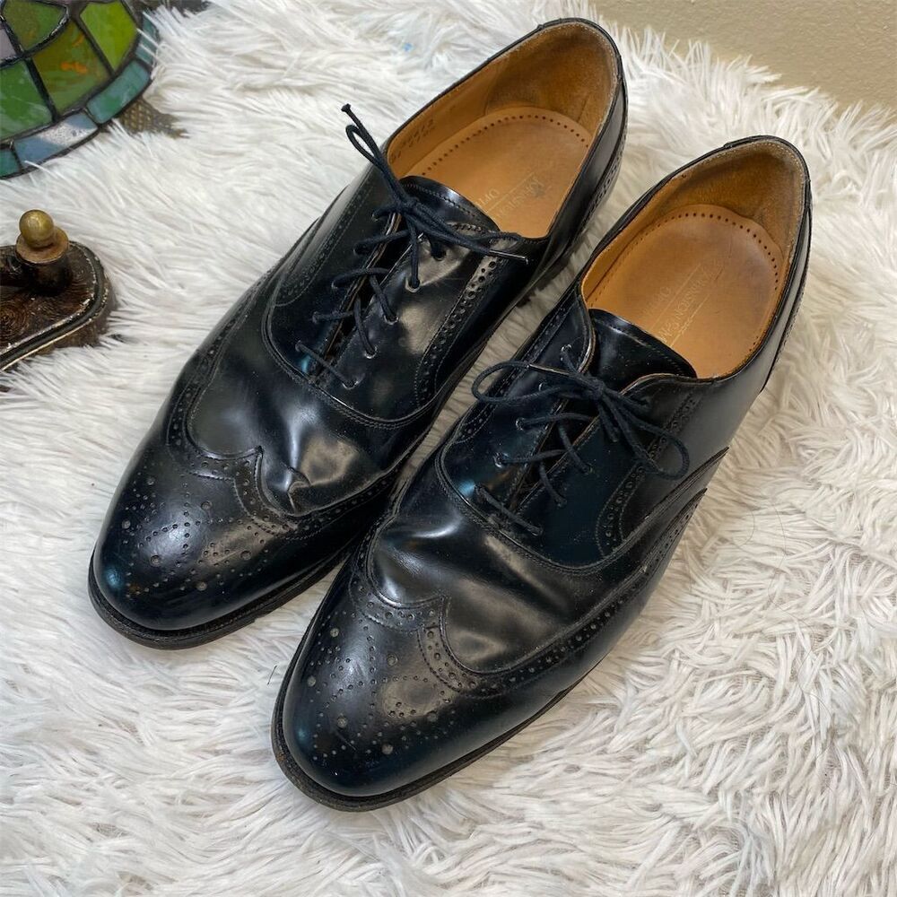 Johnston & Murphy Men's Black Leather Cap Toe Oxford Shoes Size 9.5